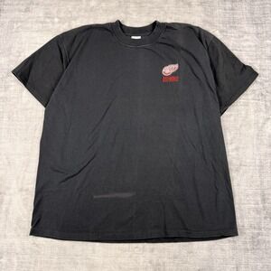 Detroit Red Wings Shirt Mens XL Black Embroidered Vtg NHL Bulletin Single Stitch